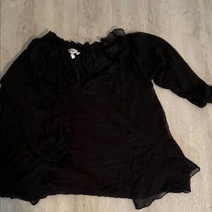 Elegant ruffled Black Women's Top